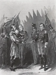 Den amerikanske generalen William Hulls kapitulation till brittiska trupper och indiankrigare i Detroit, 15 juli
