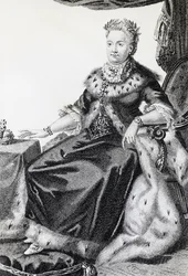 Katarina II, född Sophie Friederike Auguste (1729-1796), kejsarinna av Ryssland, gravyr