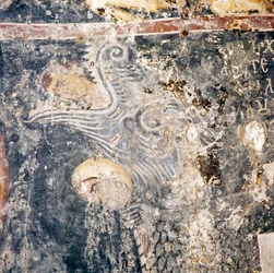 Fresk i kyrkan i Deliana, Kreta, Grekland (foto)