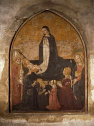 Italien, Milano, Maria den nådiga kyrkan, Tornets kapell, Jungfru som tillber barnet, fresk