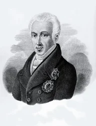 Porträtt av greve Ioannis Antonios Kapodistrias (1776-1831), Greklands president från 1828 till 1831, gravyr