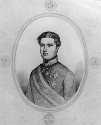Porträtt av Ferdinand IV av Habsburg-Lorraine (1835-1908), sista storfursten av Toscana från 1859 till 1860, gravyr