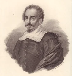 Porträtt av den italienske geografen Jacopo Cantelli (1643-1695), kopparstick av Caterina Piotti-Pirola