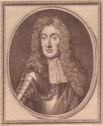 Porträtt av James II av England (1633-1701), kopparstick av John Goldar (1729-1795) från målning av G Kneller