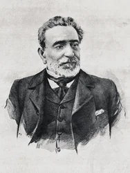 Porträtt av Praxedes Mateo Sagasta (1825-1903), spansk premiärminister