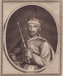 Porträtt av William II av England (1056-1100), även känd som Rufus, kopparstick av John Goldar (1729-1795)