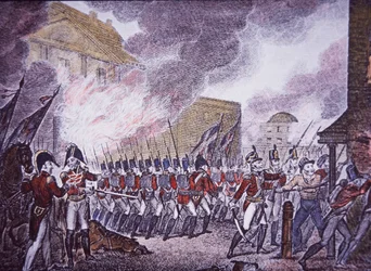 The Burning of Washington (färgad gravyr)