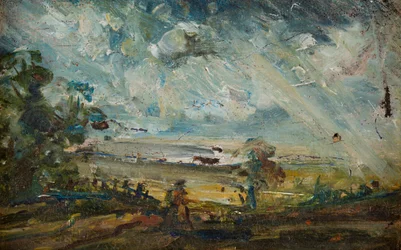Plein Air Sketch of a Bay (olja på duk)