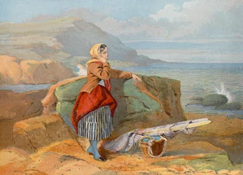 Tittar mot havet efter båtarna, Normandie