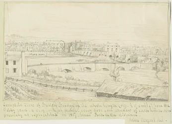 Burton-upon-Trent Bridge and Town: pennteckning, 1817