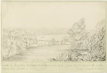 Burton-upon-Trent Bridge and Town: pennteckning, nd [c 1817] (ritning)