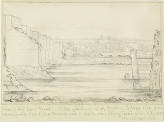 Burton-upon-Trent Bridge and Town: pennteckning, nd [c 1817] (ritning)