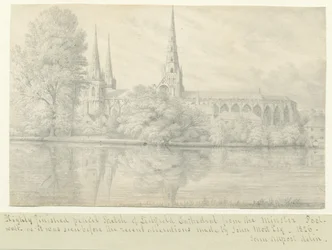 Lichfield Cathedral - South West View: blyertsteckning