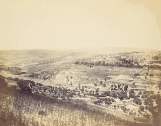 Getsemane trädgård och utsikt över Jerusalem, 1860-talet.