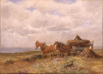Carting Turf-ritning (akvarell förhöjd med vitt på papper)