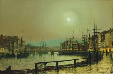 En månbelyst hamn, 1883