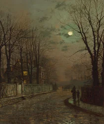 En våt väg, Knostrop, Yorkshire av John Atkinson Grimshaw, 1886