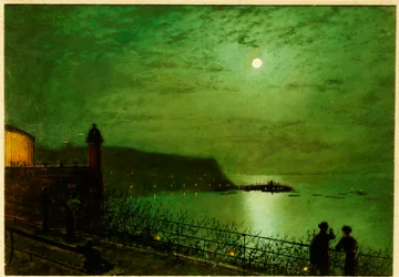 Scarborough by Moonlight från trappan till Grand Hotel