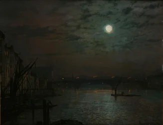 Southwark Bridge av månsken, 1882