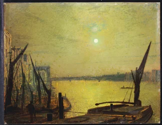 Southwark Bridge från Blackfriars by Night, 1881