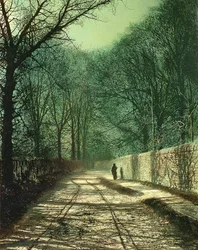 Trädskuggor på parkmuren, Roundhay, Leeds