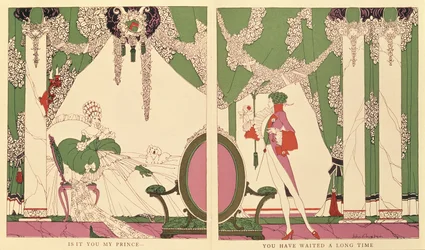 Törnrosan, illustration från "Tales of Times Passed" av Charles Perrault (1628-1703) 1922 (färg litho)