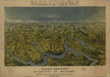 Fågelperspektiv över Kentucky och Tennessee med Kairo och en del av de södra delstaterna. LOC 99447069