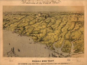 Fågelperspektiv över North och South Carolina och en del av Georgia. LOC 99447447