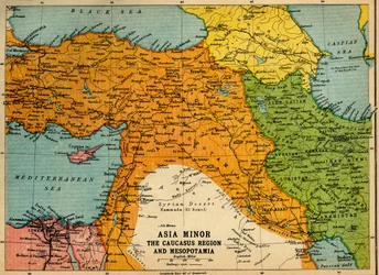Mindre Asien, Kaukasusregionen och Mesopotamien, första världskriget, ca 1915, ca 1920