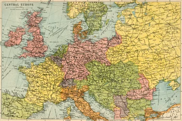 Karta över Centraleuropa, ca 1914