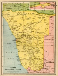 Karta över tyska sydvästra Afrika, första världskriget, c1920.