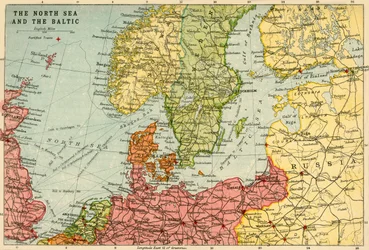 Karta över Nordsjön och Östersjön, ca 1914, ca 1920