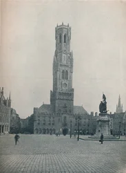 Markt och klockstapeln, Brygge, Belgien c1900 1914-1915