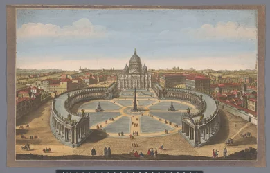 Utsikt över Petersplatsen och Peterskyrkan i Vatikanstaten Peterskyrkan i Rom (titel på objektet)