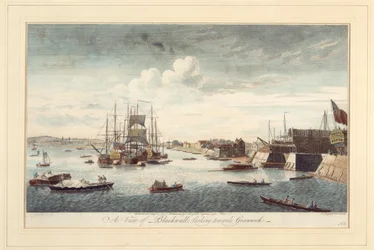 En vy över Blackwall mot Greenwich