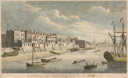 Utsikt tagen nära Limehouse Bridge, nedströms längs Themsen