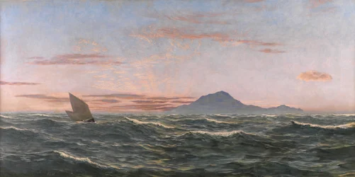 Solnedgång utanför Lundy Island (olja på duk)
