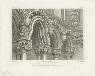 Interiör av Lichfield Cathedral - Arches in Chapter House: gravyr, nd [c 1819] (tryck)
