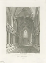 Interiör av Lichfield Cathedral - Vestibul av Chapter House: gravyr, nd [c 1819] (tryck)