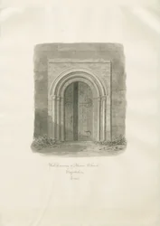 Alrewas Church - West Doorway: sepiateckning
