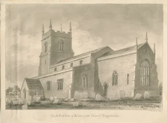 Alstonfield Church: sepiateckning, 1839