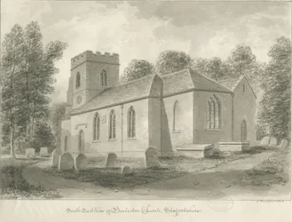 Barlaston Church: sepiateckning, 1844