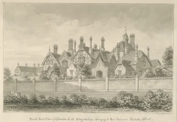 Barton under Needwood - "Barton Hall": sepiateckning, 1839