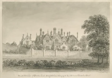 Barton under Needwood - "Barton Hall": sepiateckning, 1839