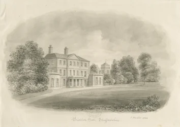Bishton Hall: sepiateckning
