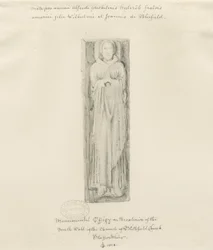 Blithfield Church - monumental bild: tonad teckning, 1823