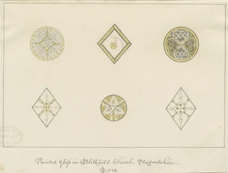Blithfield Church - målat glas: blyertsteckningar, 1823