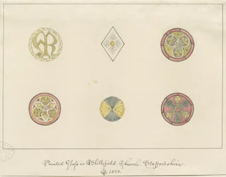 Blithfield Church - målat glas: blyertsteckningar, 1823