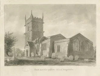 Blore Church: sepiateckning, 1839