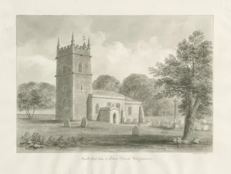 Blore Church: sepiateckning, 1847